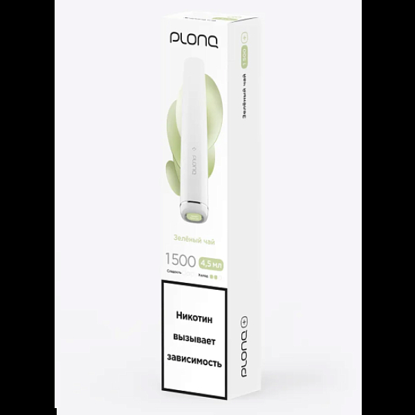 Электронка Plonq Plus 1500 Зеленый Чай 1500 затяжек в Челябинске